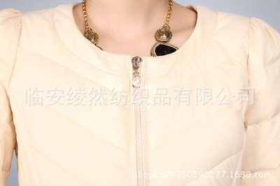 專為批發采購定制 2013冬新款名媛淑女無領圓領羽絨服解析